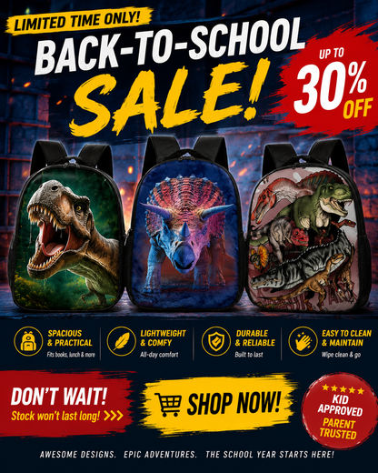 Kids' Cartoon Dinosaur Backpack – Perfect for Back to School